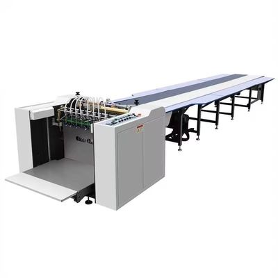 গুণ 50-1050 মিমি কাগজের দৈর্ঘ্য এবং 80-350gsm পুরুত্বের জন্য 7-40 পিসি/মিনিট আউটপুট গতি সহ অটো ফিডিং বক্স গ্লুইং মেশিন কারখানা